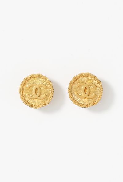 Chanel 1994 Embossed 'CC' Clip Earrings - 1