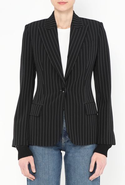 Jean Paul Gaultier Pinstripe Graphic Cuff Blazer - 2 Jean Paul Gaultier Pinstripe Graphic Cuff Blazer - 2