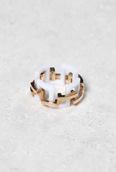 Mellerio 18k Rose Gold Ceramic Graphic Ring - 2