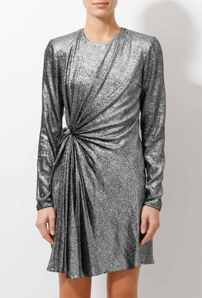                             2018 Silver Lamè Draped Dress - 2