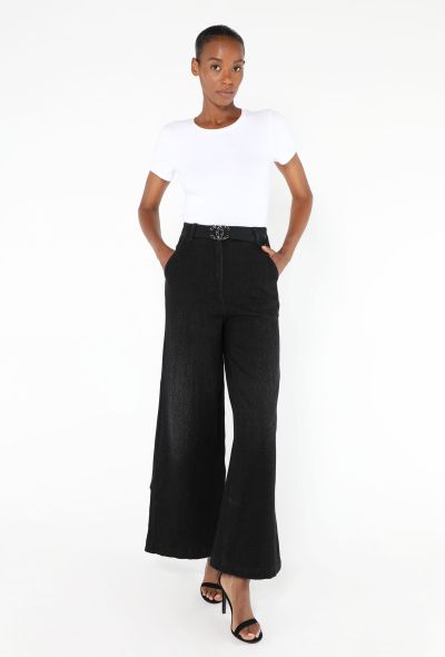Chanel 2019 Wide-Leg Belted Jeans - 1
