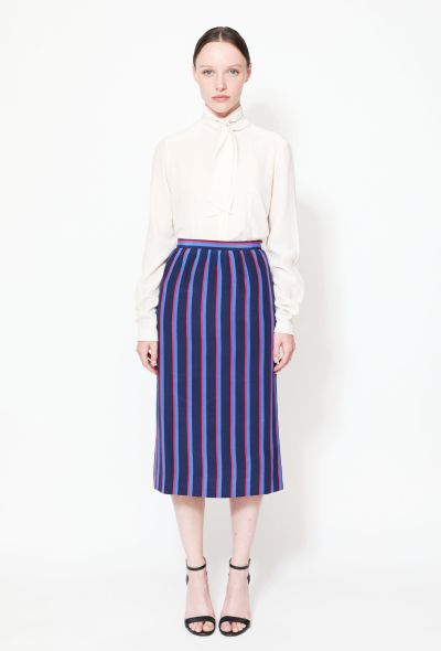                                         Vintage Striped High-Waisted Silk Skirt -1