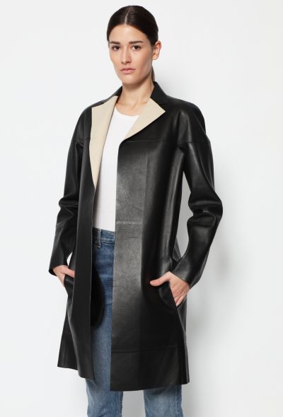                             Contrast Leather Coat - 2
