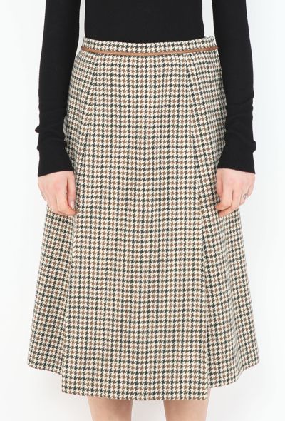 Hermès '70s Pleated Houndstooth Skirt - 2