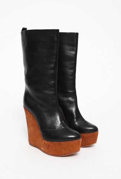 Céline Suede Wedge Leather Boots - 2 Céline Suede Wedge Leather Boots - 2