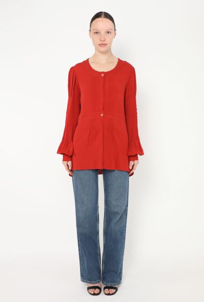 Chanel Bishop-Sleeve Silk Blouse - 2 Chanel Bishop-Sleeve Silk Blouse - 2