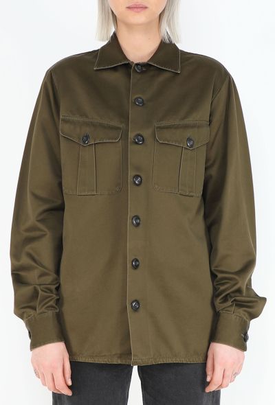 Loewe 2022 Khaki Sateen Overshirt - 1