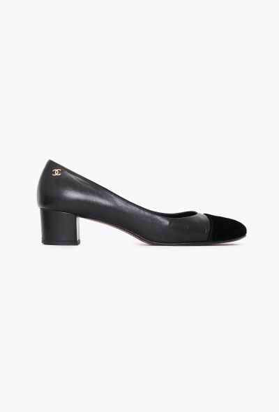 Chanel Velvet Trim Cap-Toe Pumps - 1