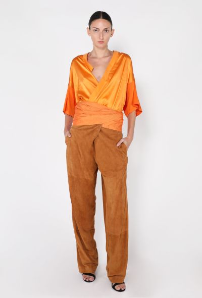 Gianfranco Ferré Silk Wrap Top & Suede Trouser Ensemble, 1980s - 1