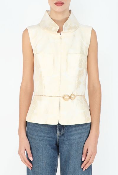 Chanel 2001 Camélia Belted Brocade Vest - 1