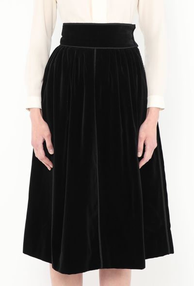 Saint Laurent 1976 Russian Braided Trim Velvet Skirt - 2