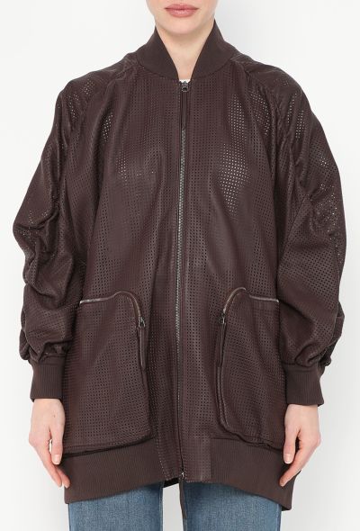 Fendi S/S 2019 Perforated Leather Bomber Jacket - 1 Fendi S/S 2019 Perforated Leather Bomber Jacket - 1