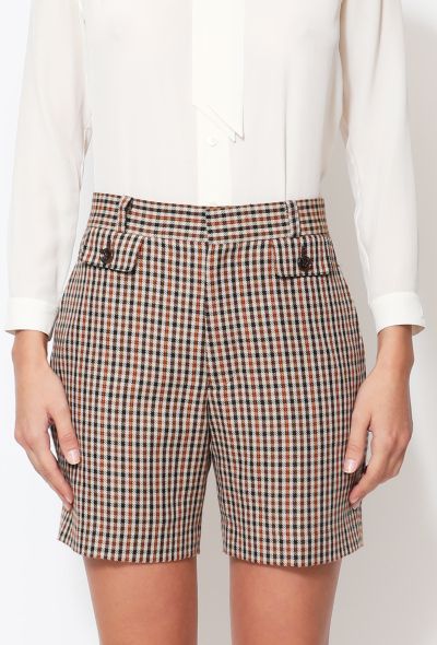                             Houndstooth Twill Shorts - 1