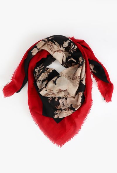 Saint Laurent Vintage Fringed Floral Scarf - 1 Saint Laurent Vintage Fringed Floral Scarf - 1