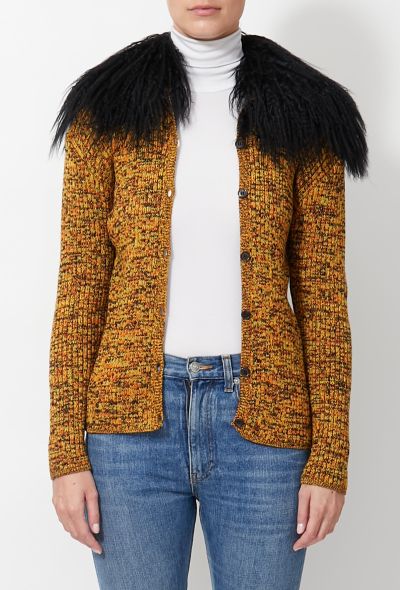                             Vintage Fur Collar Knit Cardigan - 2