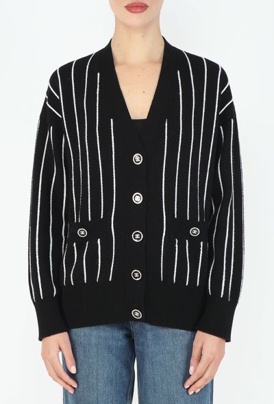 Chanel 2023 'CC' Striped Cashmere Cardigan - 1