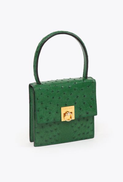 Céline Vintage Small Ostrich Top Handle Bag - 2