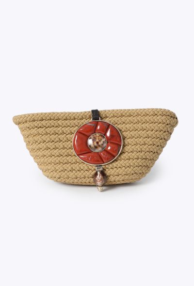 Saint Laurent 2005 Raffia Coral Shell Clutch - 1