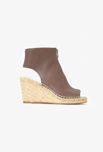Céline Leather Zip Espadrille Wedges Taupe brown - 1 Céline Leather Zip Espadrille Wedges Taupe brown - 1