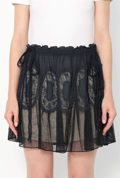 Chloé Scalloped Silk Lace Skirt - 2 Chloé Scalloped Silk Lace Skirt - 2
