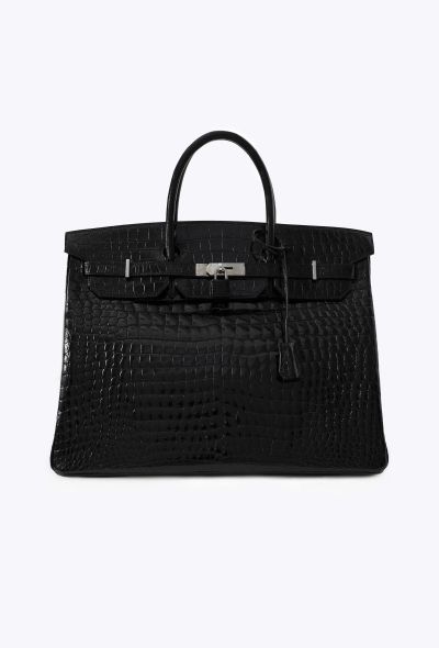 Hermès Shiny Black Porosus Birkin 40 - 1