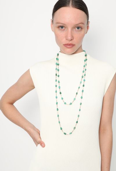 Vintage Fine Jewelry 18k Yellow Gold & Turquoise Sautoir Necklace - 2 Vintage Fine Jewelry 18k Yellow Gold & Turquoise Sautoir Necklace - 2