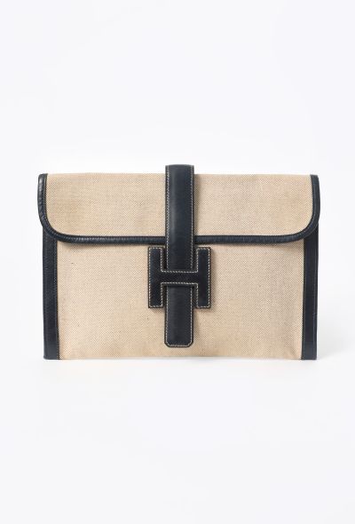 Hermès '70s Toile H & Box Jige Clutch - 1