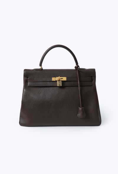 Hermès Vintage Marron Togo Kelly Retourné 35 - 1