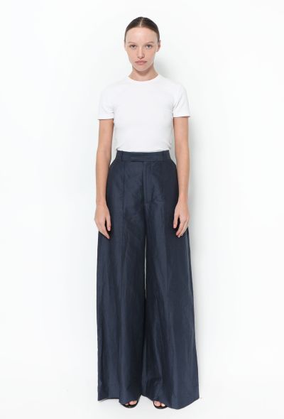                             High-Waisted Linen Trousers - 1