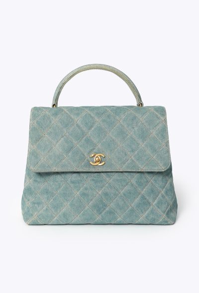 Chanel Vintage Denim Quilted Top-Handle Bag - 1