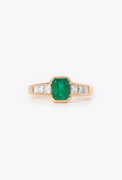 Vintage Fine Jewelry 18k Yellow Gold, 1.5 Carats Diamond & 1 Carat Emerald Ring - 1 Vintage Fine Jewelry 18k Yellow Gold, 1.5 Carats Diamond & 1 Carat Emerald Ring - 1