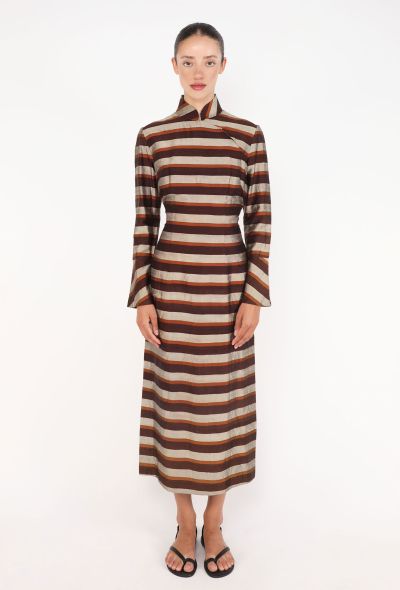 Striped Dupion Sheath Dress - 1
