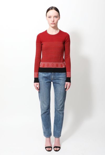                             Metallic Striped 'CC' Knit Pullover - 1