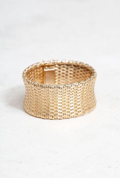                                         Vintage 18k Gold Large Woven Cuff -1