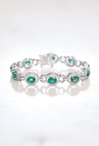 Vintage & Antique 14k Gold, Emerald & Diamond Bracelet - 1
