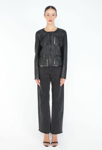 Chanel 2004 Snakeskin Trim Leather Jacket - 2