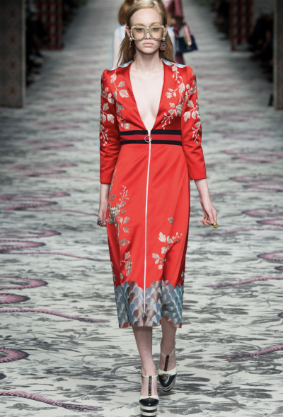Gucci S/S 2016 Embroidered Silk Dress - 2