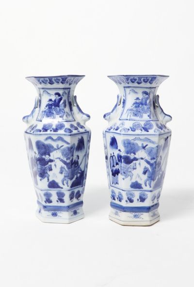                             Antique Porcelain Painted Vase Set - 1