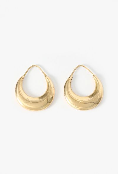 Vintage Fine Jewelry 18K Yellow Gold Demi-Lune Hoop Earrings - 1
