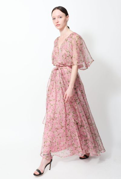                             Floral Belted Organza Dress - 2