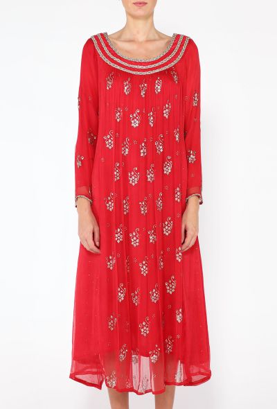 Chiffon Embroidered Lamé Kaftan - 2