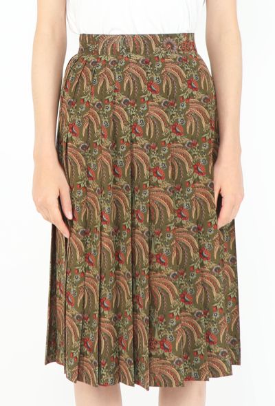Hermès Floral Pleated Silk Skirt, 1970s - 2