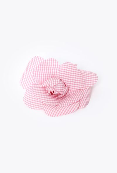 Chanel Bicolor Gingham Camélia Brooch - 2