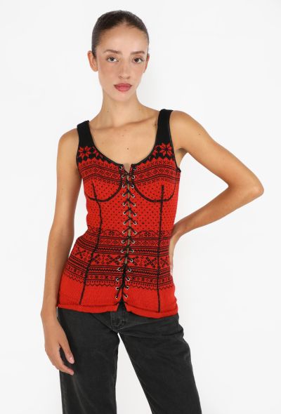 Jean Paul Gaultier Intarsia Knit Lace-Up Top, F/W 1992 - 1