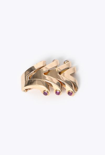 Boucheron 1940s 18K Rose Gold & Ruby Clip Brooch - 1