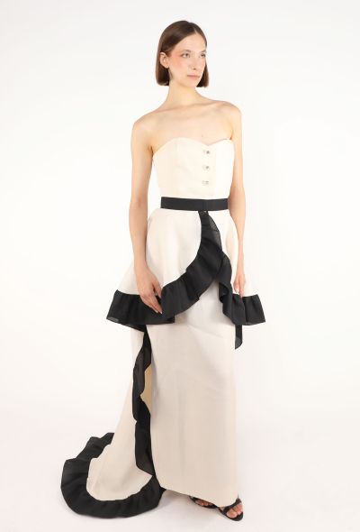 Givenchy Bicolor Silk Piqué Cape Ensemble, 1980s - 1
