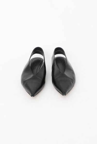 Céline Pointed Leather Slingback Flats - 2