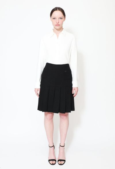                             Bouclé Pleated Wool Skirt - 1