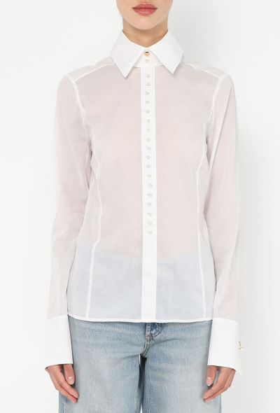 Chanel 2005 Pearl Button Voile Blouse - 1 Chanel 2005 Pearl Button Voile Blouse - 1