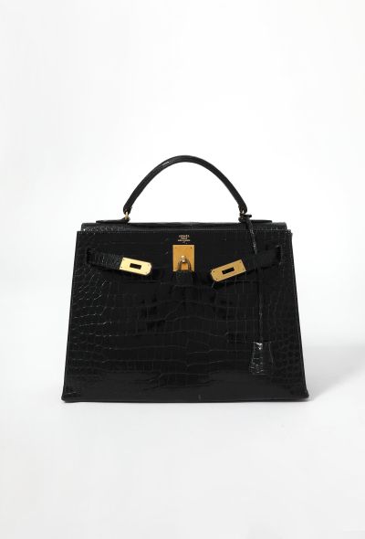 Hermès '80s Black Porosus Kelly Sellier 32 - 2